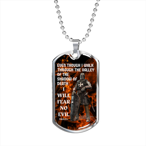 Knight Templar - Fear No Evil - Military Dog Tag Necklace