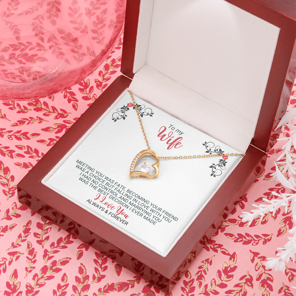 To My Wife - Best Decision Ever - Heart Necklace - FLHNWifeM24
