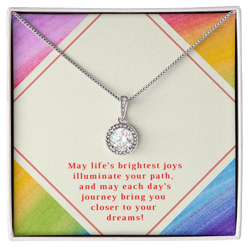 Bday Wish Rainbow Message Card Eternal Hope Necklace -