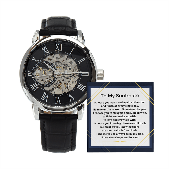 Gift For Him Men's Openwork Luxury Watch Leather Strap OPW_SOULM21