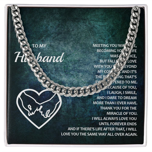 HusbandM10 Cuban Link Necklace For Him with Message Card
