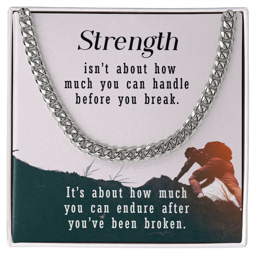 Strength Cuban Link Necklace For Him with Message Card