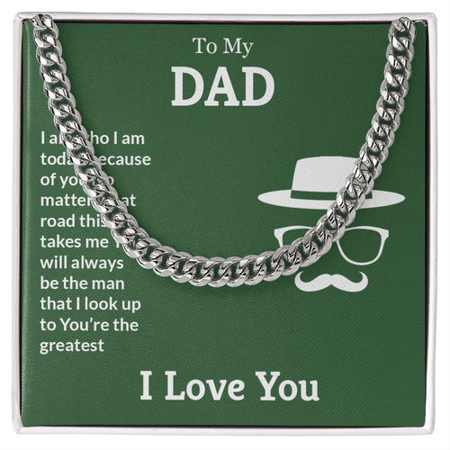 Greatest Dad Cuban Link Necklace For Him with Message Card