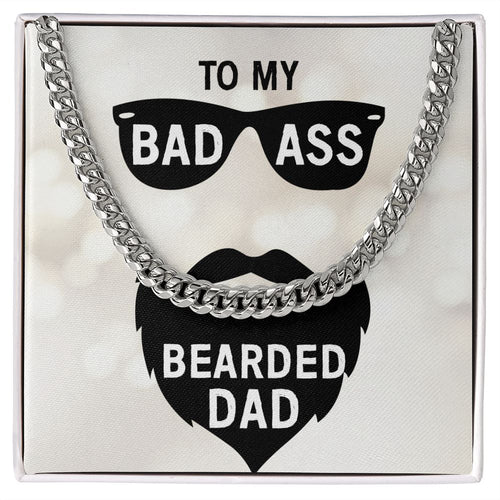 Bearded Dad Cuban Link Necklace For Him with Message Card
