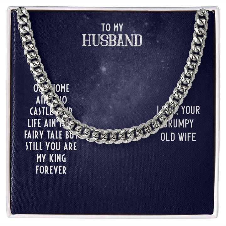 Husband My King Cuban Link Necklace For Him with Message Card