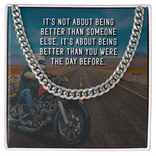 Better Than You Were Cuban Link Necklace For Him with Message Card