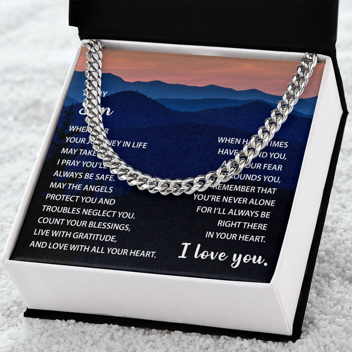 SonM35 Cuban Link Necklace For Him with Message Card