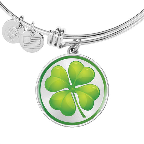 St. Patrick's Day Clover Leaf Circle Pendant Bangle