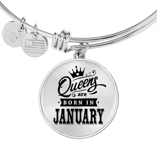 Circle Pendant Bangle - Queens Are Born in January