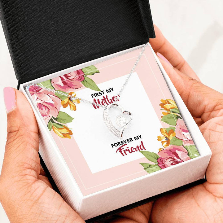 Forever Love Heart Necklace - First My Mother - Forever My Friend