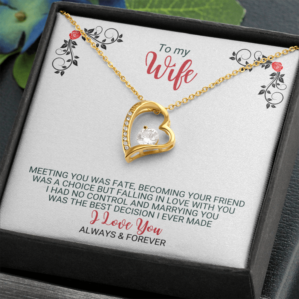 To My Wife - Best Decision Ever - Heart Necklace - FLHNWifeM24