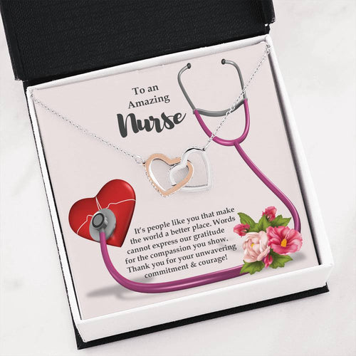 To An Amazing Nurse - Thank You - Interlocking Hearts Necklace