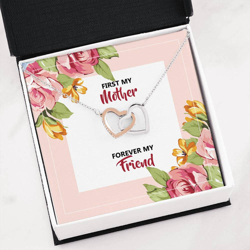 Interlocking Hearts Necklace - First My Mother - Forever My Friend