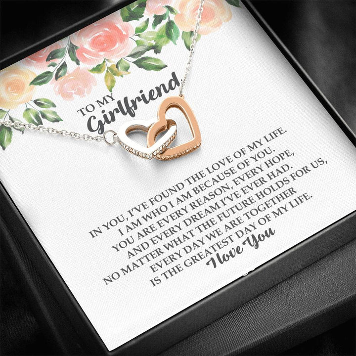 To My Girlfriend - Two Interlocking Hearts Necklace - IHNGF01