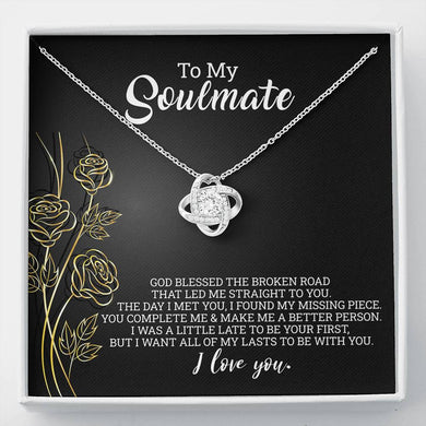 To My Soulmate - You Complete Me - Love Knot Necklace - LKNSoulmateM27